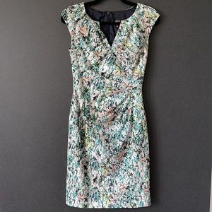 Classy Sexy Black Saks Fifth Avenue Floral Sheath Dress